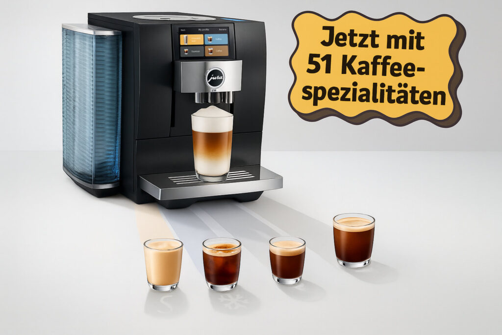 Jura Z10 (EB) mit Werbebanner für 51 Kaffeespezialitäten